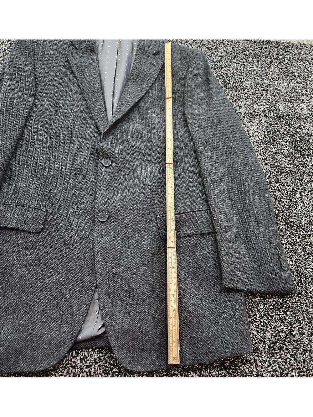 Studio Milano Italy 100% Cashmere 42L Charcoal herringbone blazer Sports coat